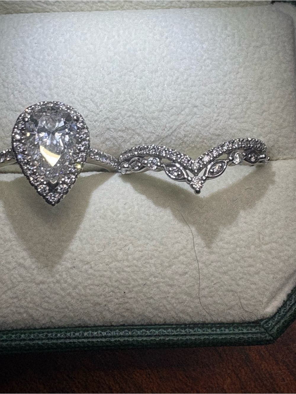 Pear halo ring 14kt gold 1.50 center stone special price this weekend only